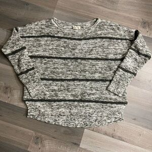 Hollister Gray Marled Crewneck Sweater with Dark Stripe